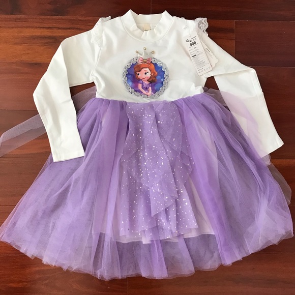 Princess Sparkly Purple Long Sleeve Dress - Picture 2 of 8